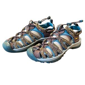 Keen Whisper EUC women’s waterproof outdoor hiking sandals bungee 6 brown blue